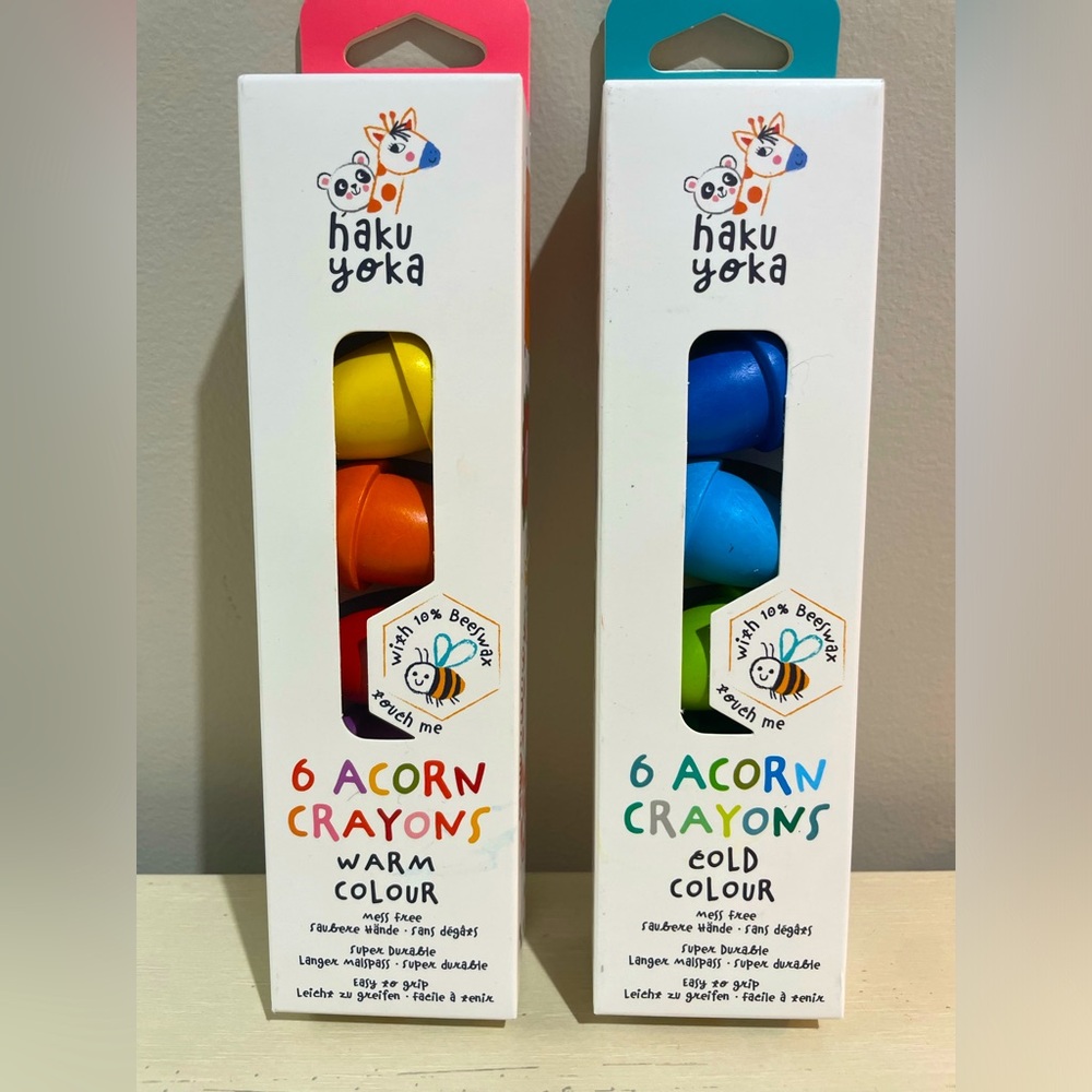 Haku Yoka acorn shaped crayons. Perfect for gripping. Made with 10% beeswax!